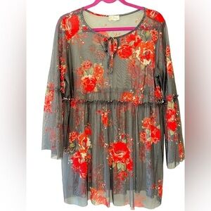 Fig & Olive sheer mesh blouse size L